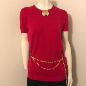 Rich 3 ply vintage CHANEL cashmere, short sleeve sweater